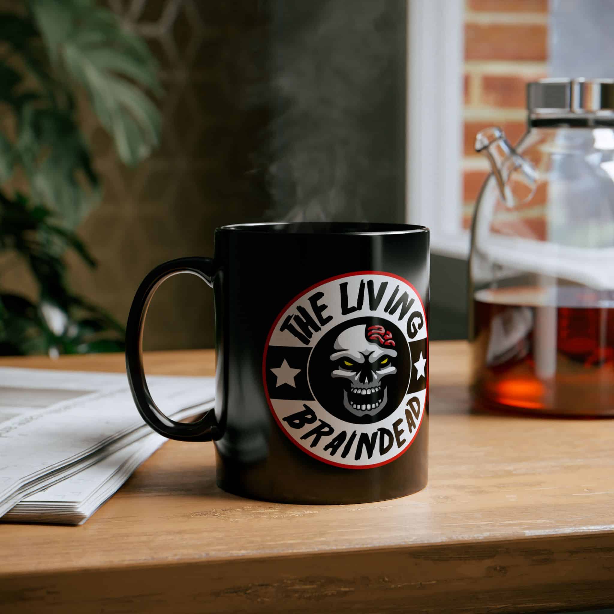 Living Braindead Shaded Skull Black Mug (11oz, 15oz)